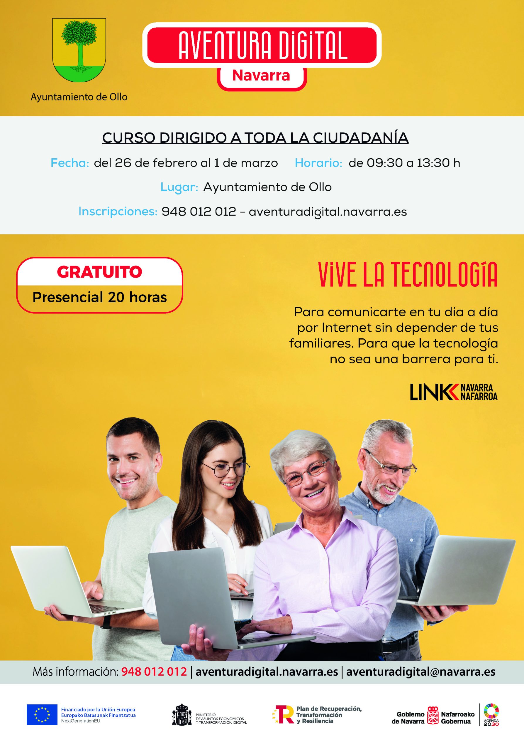 Curso de Iniciación en el uso de Tecnologías en el VALLE DE OLLO dirigido a toda la Ciudadanía